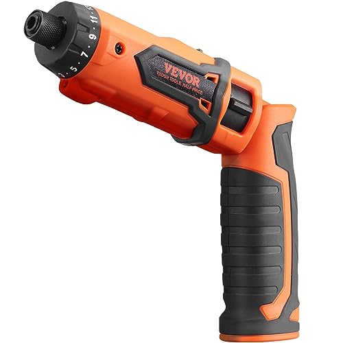 VEVOR Cordless Screwdriver,4V 7Nm Electric Screwdriver Rechargeable Set with 12 Accessory Kit and Charging Cable,Screw Gun with 20+1 Torque Setting & Twistable Handle for Home DIY.