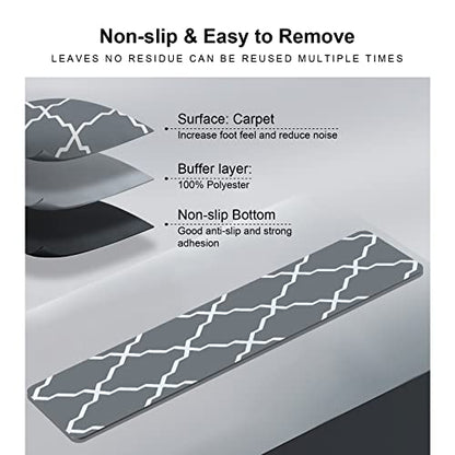 Non-Slip Stair Treads for Wooden Steps Stair Treads Carpet Indoor, 15 pcs 8 * 30 inch, Rubber Backing Repeated Use No Glue Quick-Dry Machine Washable, for Baby Pets, Grey Plaid