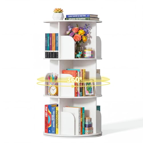 Rotating 3 Tier Vertical Bookshelf Tower