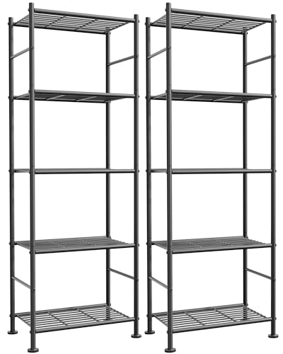 2 Pack 5-Tier Metal Storage Shelves Organizer