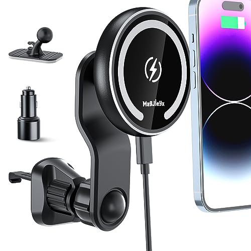 Magnetic Magsafe Car Mount Wireless Charger with Adapter