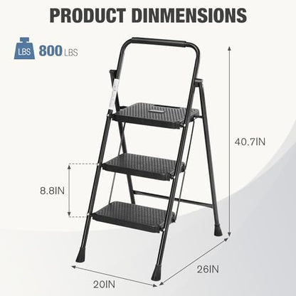 OLIXIS Heavy Duty 3 Step Folding Ladder