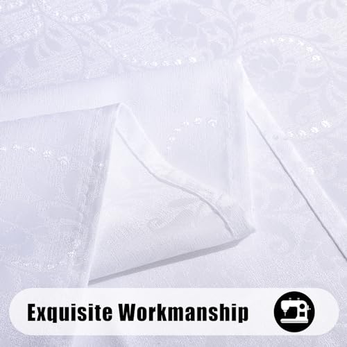 Moosfor Rectangle Tablecloth 60x102 Inch, Waterproof Damask Jacquard Table Cloth, Washable Fabric Table Covers for Dining, Parties, Indoor and Outdoor, White