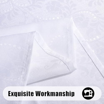 Moosfor Rectangle Tablecloth 60x102 Inch, Waterproof Damask Jacquard Table Cloth, Washable Fabric Table Covers for Dining, Parties, Indoor and Outdoor, White