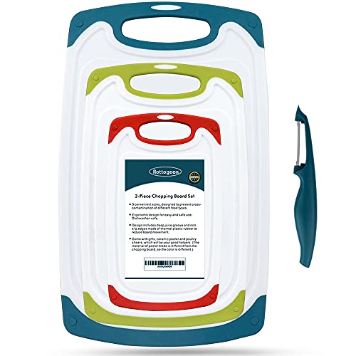4 Pack Plastic Cutting Boards with Non-Slip Feet