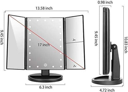 Lighted Vanity Makeup Mirror with 3X Magnification