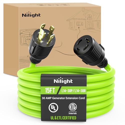 15FT 30 Amp Generator Extension Cord L14-30P/L14-30R