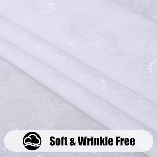Moosfor Rectangle Tablecloth 60x102 Inch, Waterproof Damask Jacquard Table Cloth, Washable Fabric Table Covers for Dining, Parties, Indoor and Outdoor, White