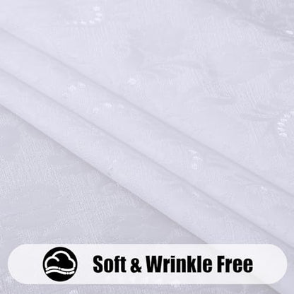 Moosfor Rectangle Tablecloth 60x102 Inch, Waterproof Damask Jacquard Table Cloth, Washable Fabric Table Covers for Dining, Parties, Indoor and Outdoor, White