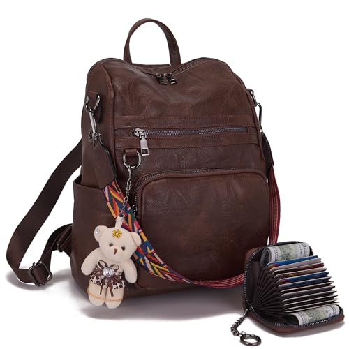 Women's PU Leather Convertible Backpack Purse Shoulder Bag