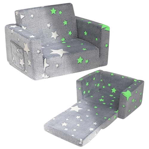 2-in-1 Toddler Sofa Lounger, Foldable Foam Couch