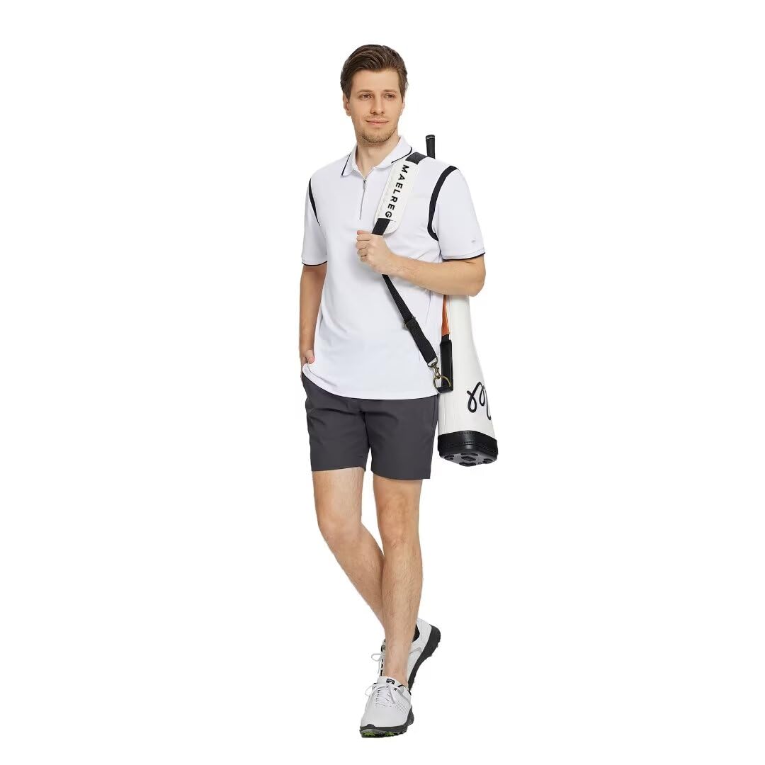 Rouen Polo Shirts for Men Short Sleeve Casual Collared Moisture Wicking Pique Solid Golf Shirts for Men Dry Fit White