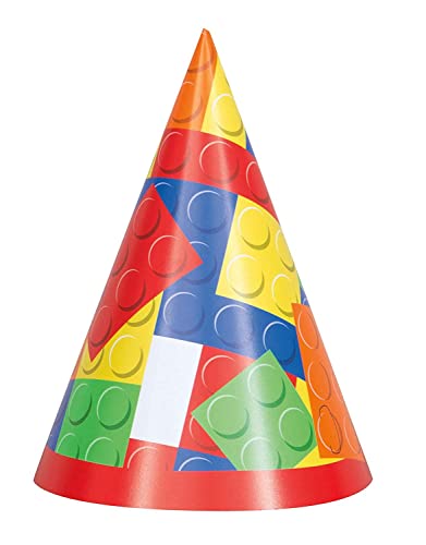 8 Pack Building Blocks Birthday Party Hats