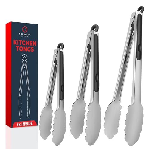 3 Pack Stainless Steel Kitchen Tongs Set Cooking BBQ