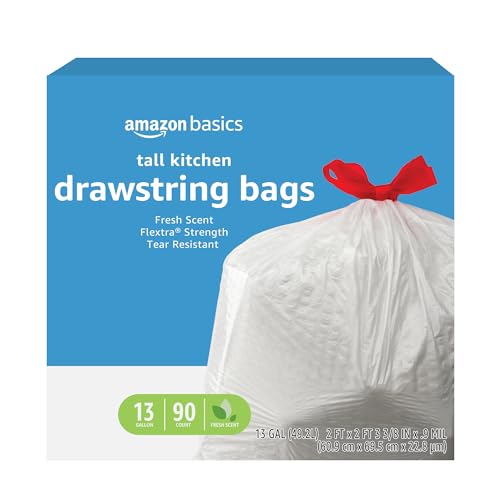 90 Count Amazon Basics 13 Gallon Tall Kitchen Trash Bags