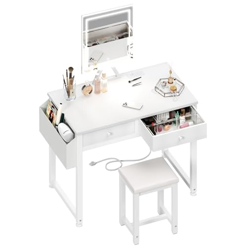 Makeup Vanity Desk with Mirror, Lights and Chair