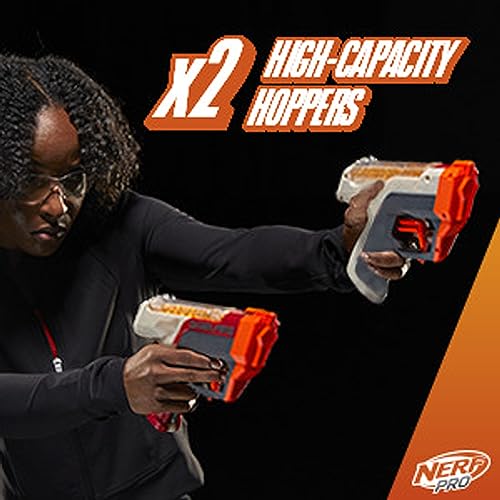 Nerf Pro Gelfire Dual Wield Pack, 2 Blasters, No-Prime Firing, 5000 Gelfire Rounds, 2X 100 Round Integrated Hoppers, 2 Eyewear, Ages 14 & Up