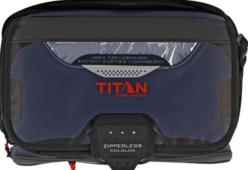 Titan by Arctic Zone Deep Freeze Cooler - 16 Can Zipperless Hardbody Cooler - Deep Freeze Insulation, HardBody Liner, and SmartShelf - Navy Blue