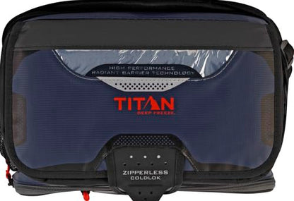 Titan by Arctic Zone Deep Freeze Cooler - 16 Can Zipperless Hardbody Cooler - Deep Freeze Insulation, HardBody Liner, and SmartShelf - Navy Blue