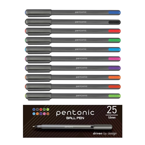25 Pack Ballpoint Pens, 1.0mm Medium Point Writing