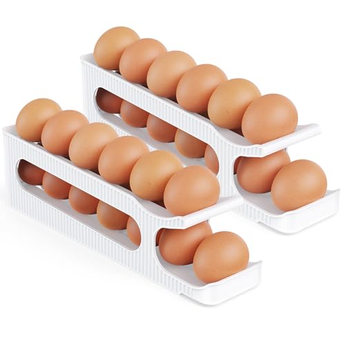 24 Count Egg Holder Auto Rolling Fridge Organizer
