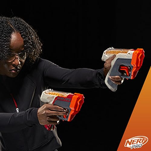 Nerf Pro Gelfire Dual Wield Pack, 2 Blasters, No-Prime Firing, 5000 Gelfire Rounds, 2X 100 Round Integrated Hoppers, 2 Eyewear, Ages 14 & Up