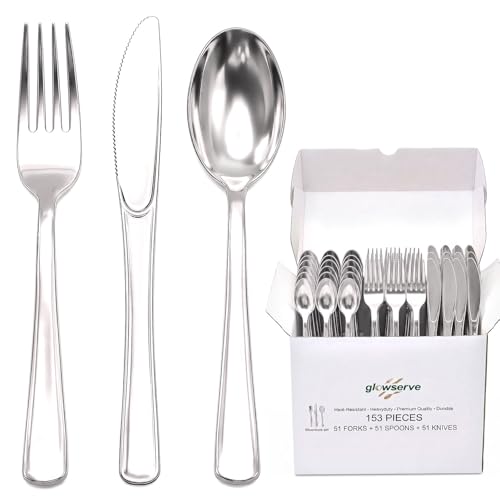 153 Pack Disposable Plastic Silverware Cutlery Set