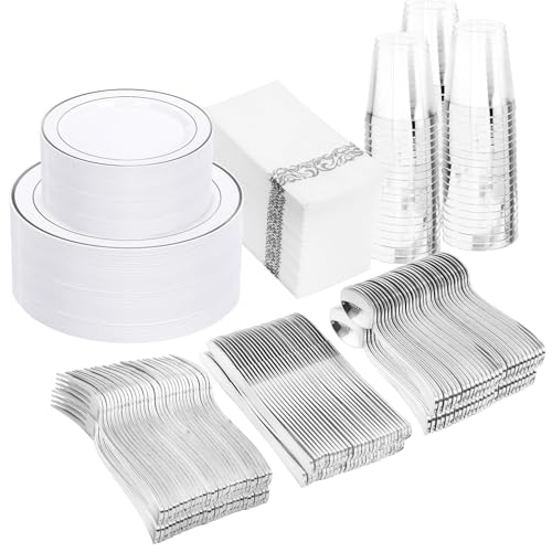 350 Piece Plastic Dinnerware Set Plates Cups Napkins