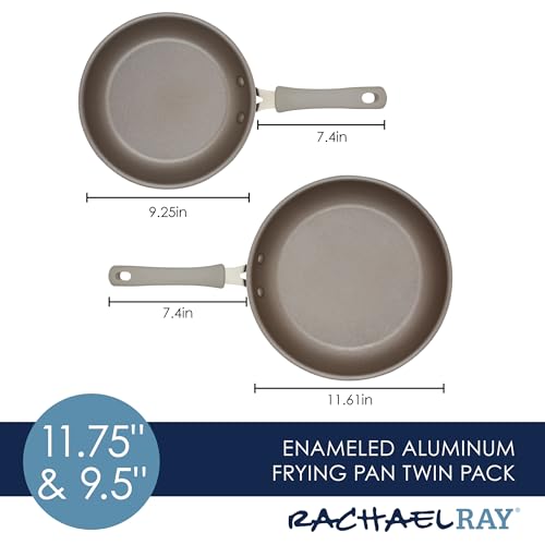 Rachael Ray Cook + Create Nonstick Frying Pans/Skillet Set, 9.5 Inch and 11.75 Inch, Gray