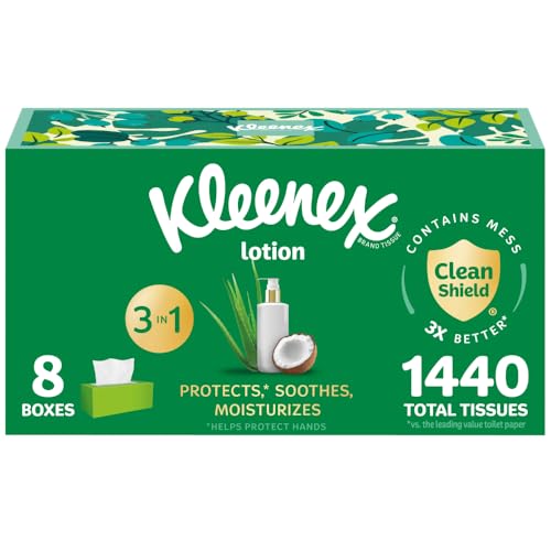 8 Pack Kleenex Lotion Facial Tissues with Coconut Oil