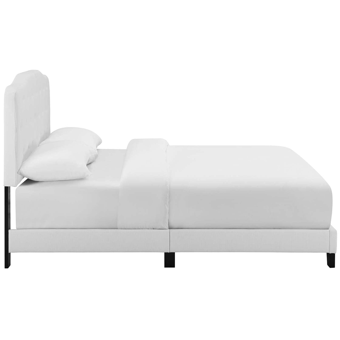 Modway Amelia Tufted Fabric Upholstered Twin Platform Bed in White