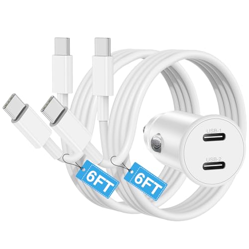 40W Dual USB-C Fast Car Charger with Cable