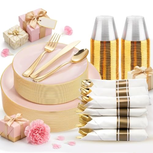 175 Piece Disposable Plastic Plates and Cups Set