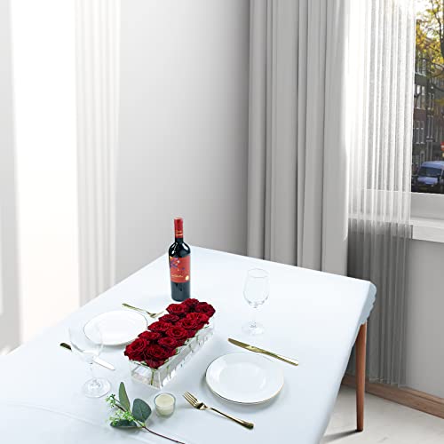 LOYWREE Flower Vase Acrylic Rectangular Floral Centerpiece for Dining Table - 12 Inches Long Rectangle Vase - Clear Vases for Home Decor Wedding(Flowers not Included)