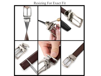 MILORDE Reversible Leather Belt for Men