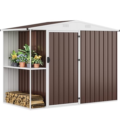 8x4 Metal Outdoor Storage Shed with Shelves