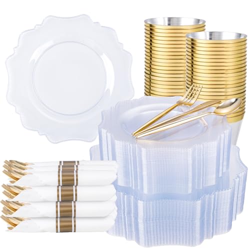 350 Piece Disposable Plastic Dinnerware and Cutlery Set