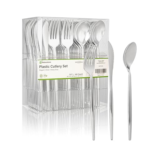 60 Pack Restaurantware Disposable Heavy Duty Plastic Flatware