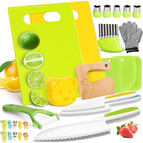 28 Piece Toddler Kitchen Knife Set with Cutting Board