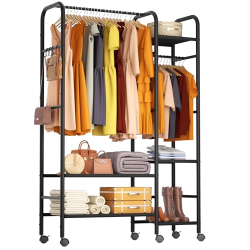 5-Tier Heavy Duty Freestanding Clothes Rack with Shelves