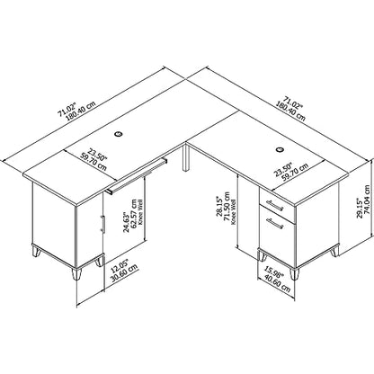 Bush Furniture Somerset 72W L Shaped Desk with Storage in Ash Gray