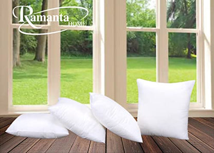 Ramanta Home Throw Pillow Insert (16x16 Inches, Set of 4) - Premium White Sham Stuffer Pillow Inserts for Couch and Bed