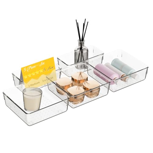 5 Pack Drawer Organizer Trays Acrylic Storage Bins