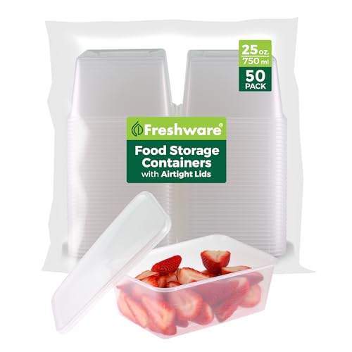 50 Pack Food Storage Containers with Lids, 25 oz