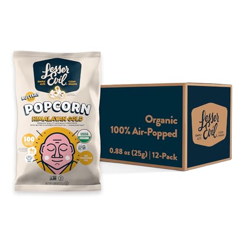 12 Pack LesserEvil Organic Himalayan Gold Popcorn