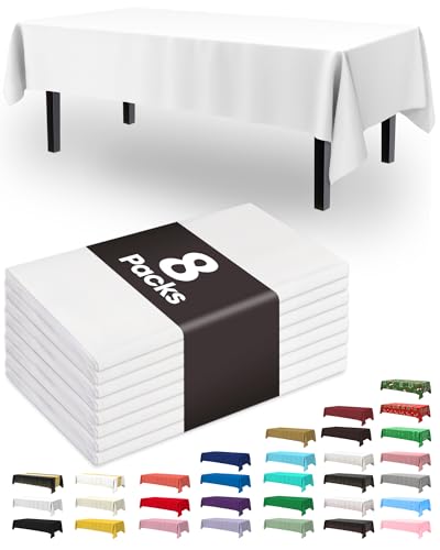 8 Pack Disposable Plastic Tablecloths 54 x 108 Inch