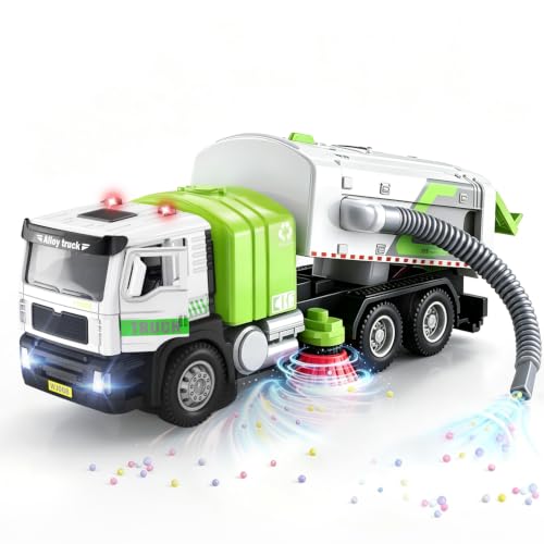 Rechargeable Die-Cast Garbage Truck Toy with Lights Sounds