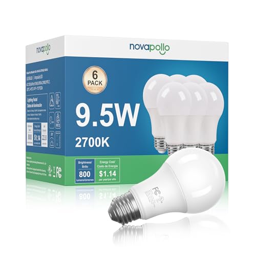 6 Pack A19 LED Light Bulbs Dimmable 60W Equivalent