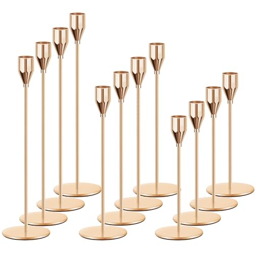 12 Pack Metal Taper Candle Holders