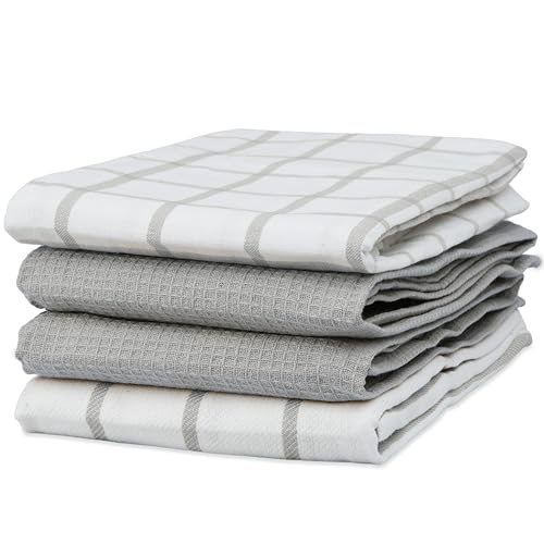 4 Pack Premium Cotton Kitchen Towels Multiweave 18"x28"